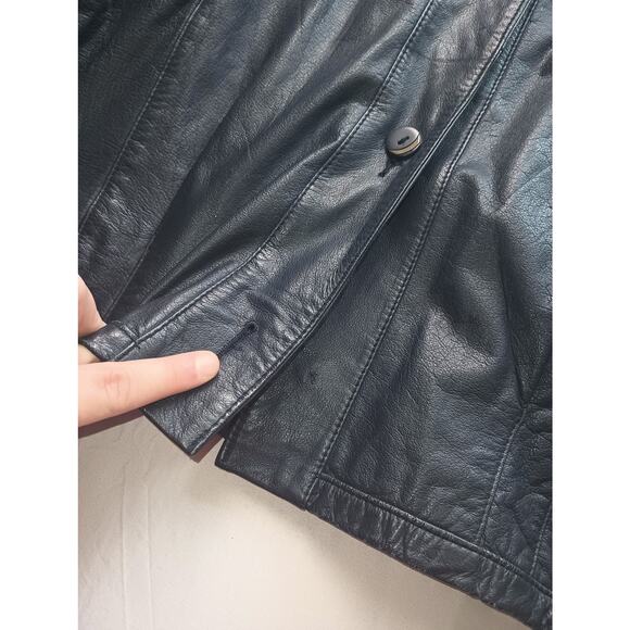 Vintage Pelle Studio Leather Jacket Mens Large Gray Bomber Coat *Missing buttons - Picture 2 of 9